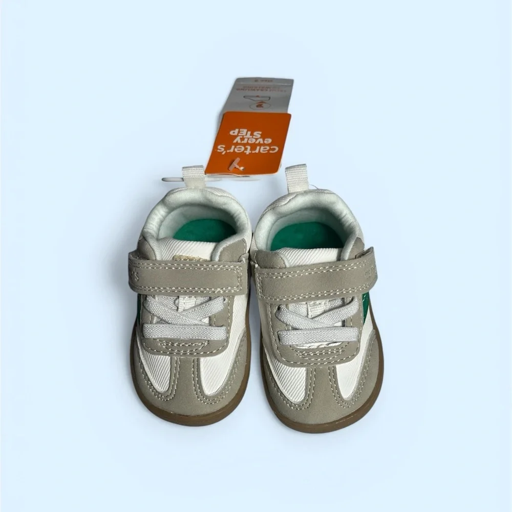 Carter's baby sneakers size 2 (3-6 months) white khaki